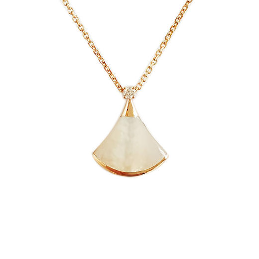 【95新】BVLGARI宝格丽DIVAS’DREAM系列350581玫瑰金单钻小号白贝母扇子项链 链长约44cm女士200326NJ03 商品图0