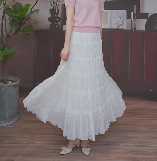 司歌压褶橡筋弹力气质白月光半裙大伞裙C93G602 商品图0