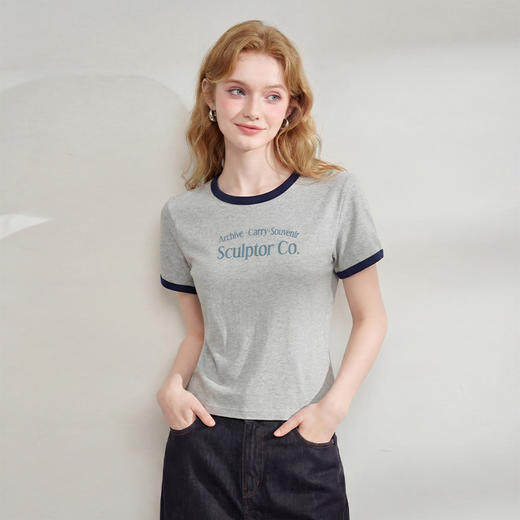 西遇棉短袖落肩运动女2026夏季学生宽松显瘦韩版时尚休闲T恤上衣H0060228 商品图0