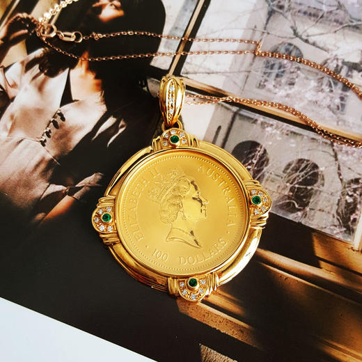 【天然正品】1994年伊丽莎白二世女王/袋鼠纪念币金币钻石吊坠57.2*43.1*5.0MM（皆取最大值）260326NJS33 商品图5