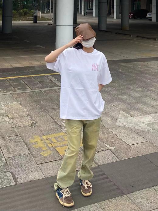 F040314夏季新款双砂面料立体印花舒适透气亲肤粉色兔子甜甜圈情侣短袖T恤 商品图6