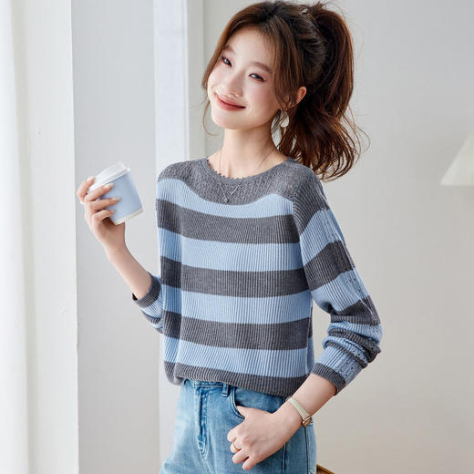 「自」全新升级【铂金会员183/天猫239/差价56】(01600)洛诗琳高级感镂空针织上衣2026新款宽松遮肉薄款休闲罩衫 商品图3