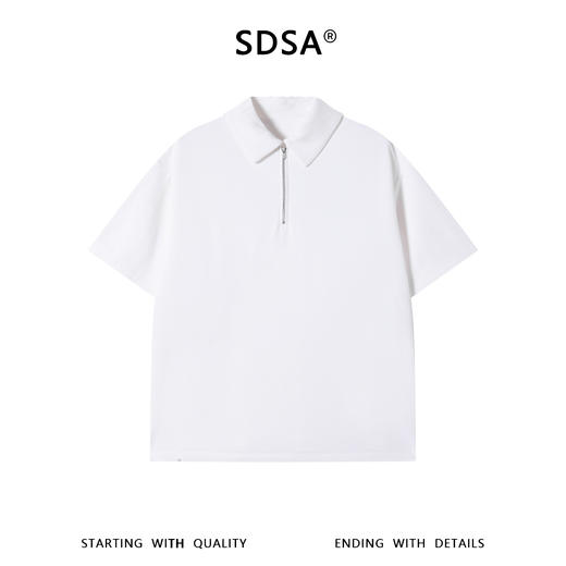 SDSA男装2026新款高贵轻奢潮牌简约纯色半拉链翻领短袖T恤百搭 商品图0