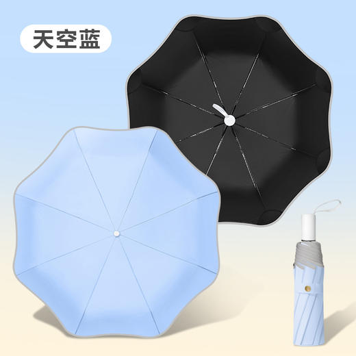 【安全圆角！ 反光包边】创意三折安全圆角伞反光包边晴雨两用黑胶防晒防紫外线遮阳太阳伞。xb 商品图2