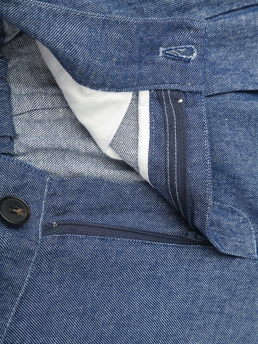 韩系慵懒风深蓝色牛仔阔腿裤女 高腰压褶垂感显瘦直筒休闲裤 小个子复古百搭九分裤 商品图2