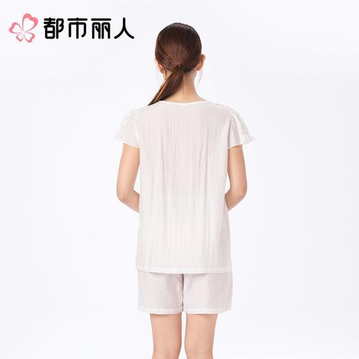 都市丽人睡衣女士睡衣薄家居服麻麻纱睡衣女士梭织棉短袖套装女装短袖短裤LHC1D2 商品图2