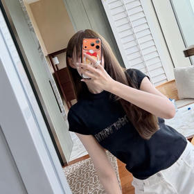 亚历山大同款烫钻修身T