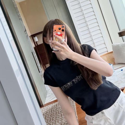 亚历山大同款烫钻修身T 商品图0