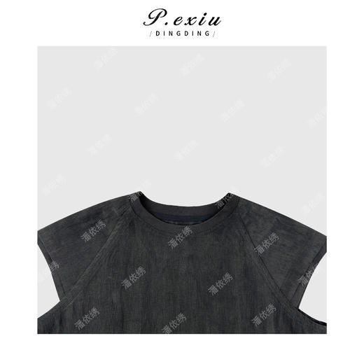 PanYiXiu/潘依绣赛丽晶小众设计高级感宽松百搭小飞袖圆领衬衫 W-63718 商品图2