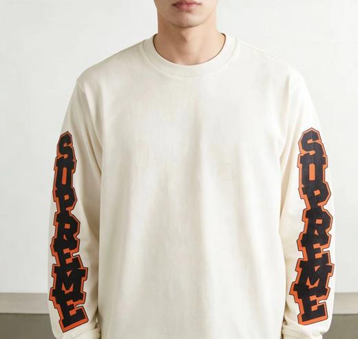 F040307春夏季新款复古做旧男女同款双臂彩色印花字母宽松长袖T恤 商品图6