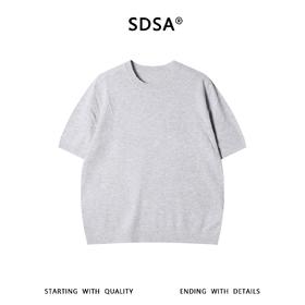 SDSA男装2026新款轻奢老钱风假口袋提花针织纯色圆领短袖T恤百搭