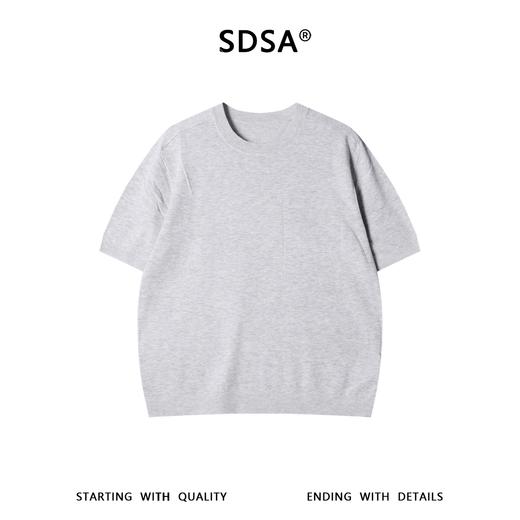 SDSA男装2026新款轻奢老钱风假口袋提花针织纯色圆领短袖T恤百搭 商品图0