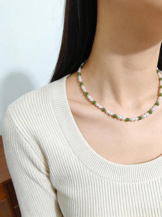小极光近圆 4mm小米珠+碧玉珠项链 清新国风 温润雅致 [发：25] 商品图1