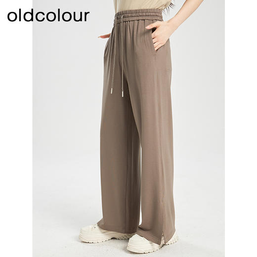 oldcolour夏季新款垂感高腰松紧系带直筒通勤休闲长裤女BR230705A1 商品图1