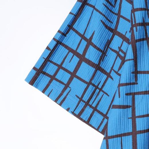 SDSA男装2026新款不规则格纹印花短袖T恤坑条肌理宽松圆领上衣 商品图2