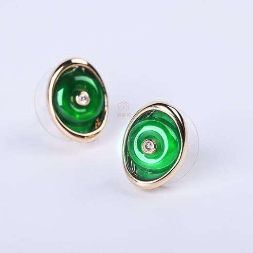 【财源广进】翡翠元宝耳钉G2603125 商品图3