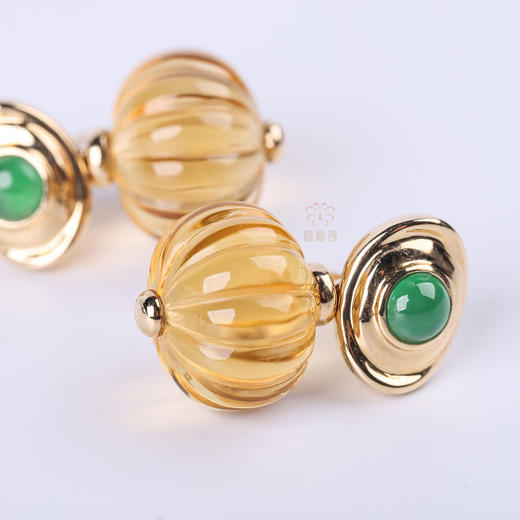 【福气满盈】绿翠黄晶耳坠-G2603118 商品图4