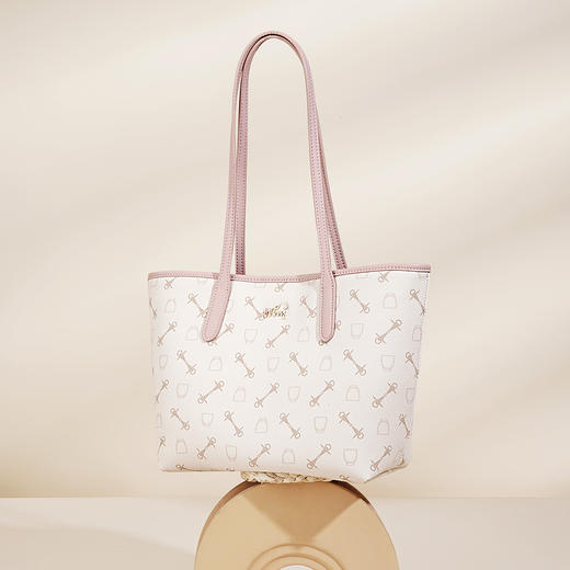 WHY新款印花托特包女2026夏季大容量单肩包粉色通勤手提包​​​YAP11787Z 商品图2