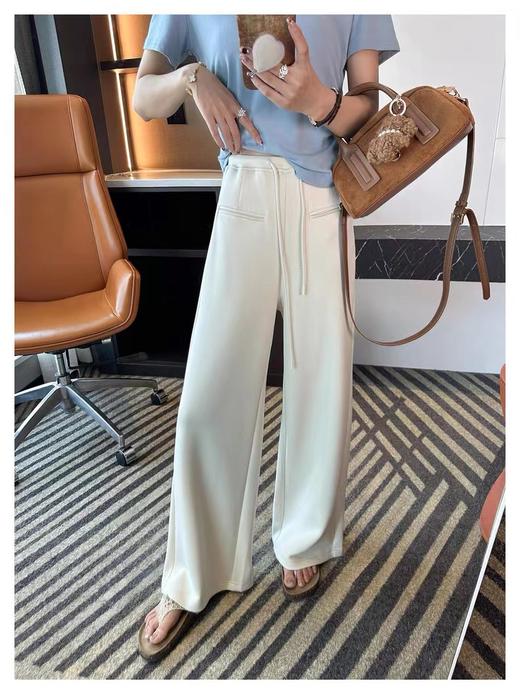 F040303夏薄款新款高腰设计感宽松莫代尔垂感直筒休闲裤女长裤 商品图8