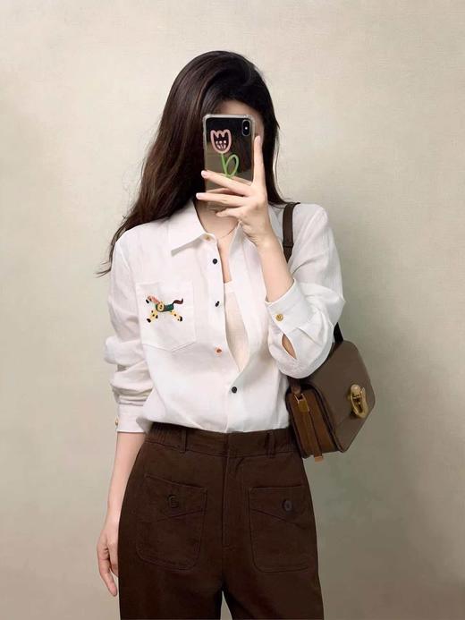 小马刺绣老钱风棉麻衬衣防晒衫 商品图13