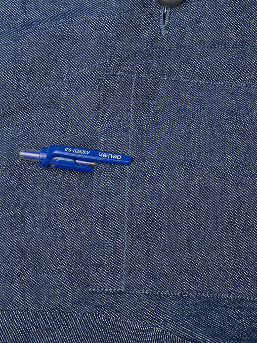 深蓝色牛仔短袖外套女 2026 新款 圆领单排扣多口袋短款开衫 小个子百搭上衣 商品图4