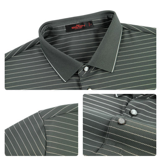 【条纹POLO衫】柒牌男装26夏上新短袖POLO衫休闲凉感防晒舒适上衣 130T71080 商品图3