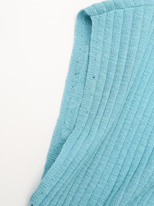 湖蓝色坑条针织无袖 T 恤女 2026 新款 圆领宽松显瘦小飞袖冰丝上衣 小个子百搭 商品图3