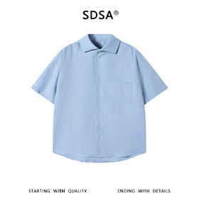 SDSA男装2026新款轻奢日系简约纯色亚麻短袖衬衫百搭透气舒适上衣