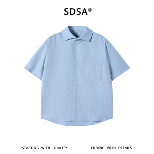 SDSA男装2026新款轻奢日系简约纯色亚麻短袖衬衫百搭透气舒适上衣 商品图0