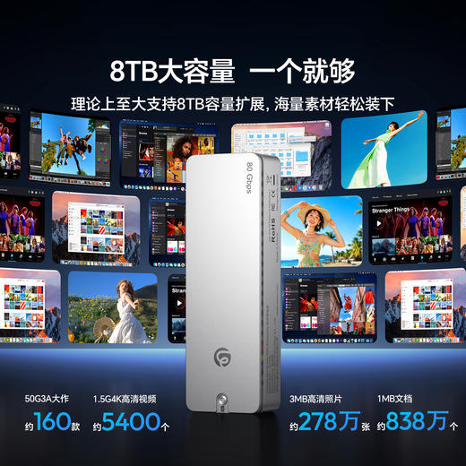 Ulanzi优篮子DT580移动外接M2固态硬盘盒外置兼容雷电5/4/USB4 商品图3
