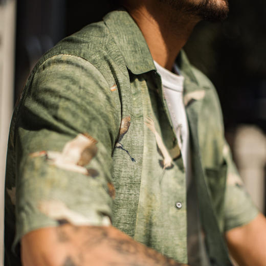 马登工装美式莱赛尔衬衫短袖薄款胖宽松型高级感痞帅风衬衣男士夏 商品图3