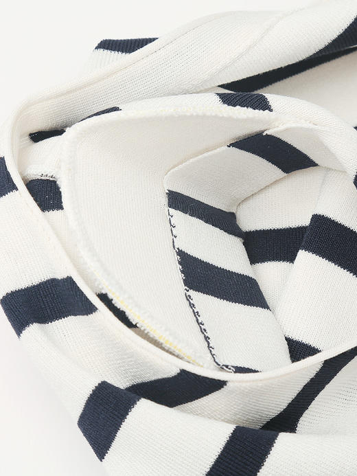 韩系松弛感条纹针织马甲女 黑白撞色 V 领挂脖系带单排扣开衫 小个子通勤百搭无袖上衣 商品图4