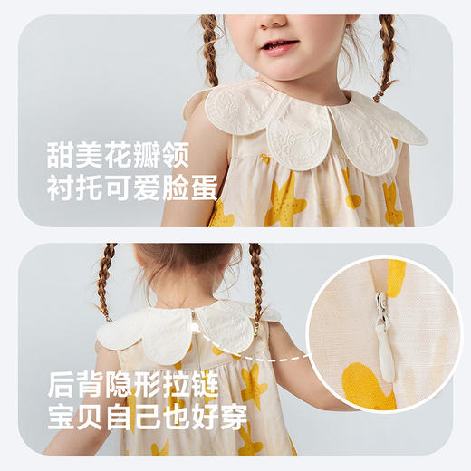 迷你巴拉巴拉女童宝宝裙子夏季凉感棉麻甜美可爱连衣裙2026夏 商品图4