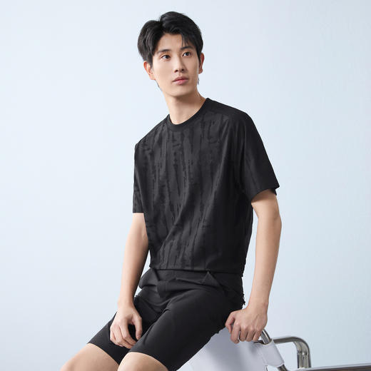 【老虎图案】柒牌短袖T恤2026夏季新款圆领棉涤提花肌理休闲上衣 130T71680 商品图1