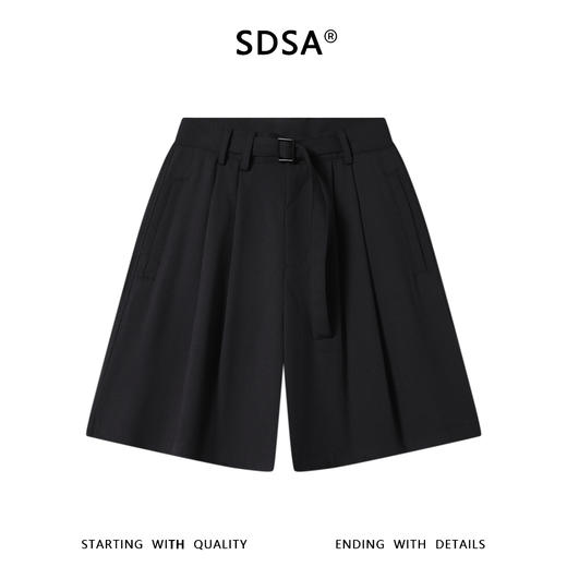 SDSA男装2026新款高贵轻奢美式复古腰带褶皱垂感西装短裤百搭宽松 商品图0