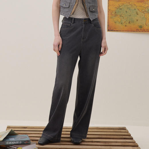 谜底直筒牛仔裤长裤2026年夏季新品质感黑牛百搭显瘦女262MJ0482 商品图0