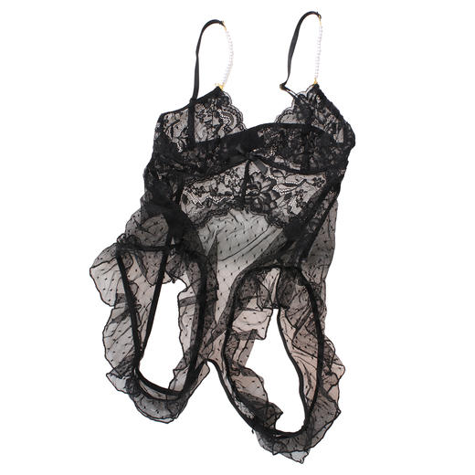 漫渺情趣内衣珍珠吊带蝴蝶连体衣少妇开档性感蕾丝透视睡衣代发新 商品图2