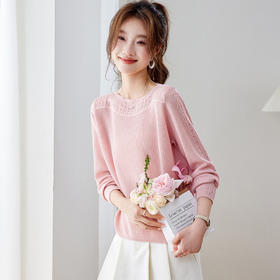 「自」全新升级【铂金会员183/天猫239/差价56】(01600)洛诗琳高级感镂空针织上衣2026新款宽松遮肉薄款休闲罩衫