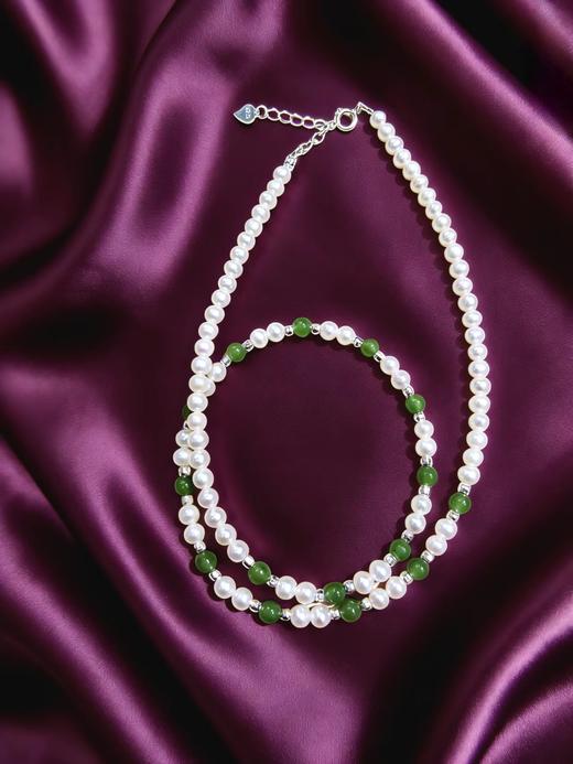 小极光近圆 4mm小米珠+碧玉珠项链 清新国风 温润雅致 [发：25] 商品图0