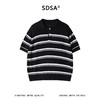 SDSA男装2026新款高贵轻奢慵懒风条纹肌理感针织翻领短袖T恤百搭 商品缩略图0