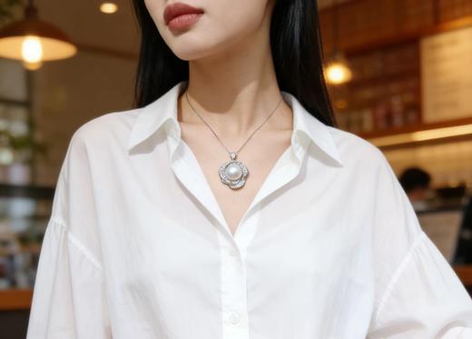 轻奢满钻 14-15mm淡水珍珠吊坠 锁骨链 派对焦点 礼物 [发：45] 商品图1