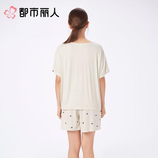 都市丽人睡衣女士睡衣薄家居服针织暗条睡衣女士棉质短袖套装女装短袖短裤LHC2F0 商品图2