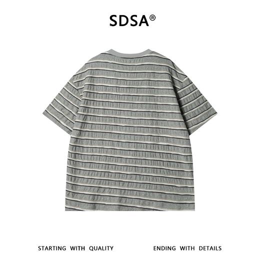 SDSA男装2026新款高贵轻奢美式简约立体条纹圆领短袖T恤百搭时尚 商品图4