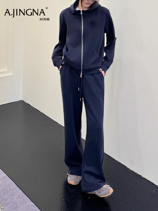 【立领外套】阿菁娜春夏新款万能日常外套可休闲可轻运动连帽双拉链设计简约纯色百搭不挑风格F31C307001 商品图7