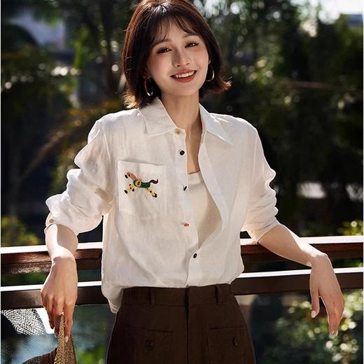 品牌直发！【百年意大利FUSARO苎麻衬衣】宽松落肩衬衫 通勤休闲百搭长袖衬衣  商品图0