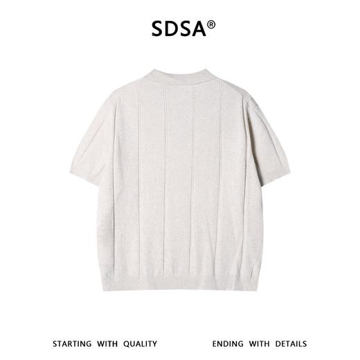 SDSA男装2026新款高贵轻奢老钱风简约竖纹翻领短袖T恤百搭时尚 商品图4
