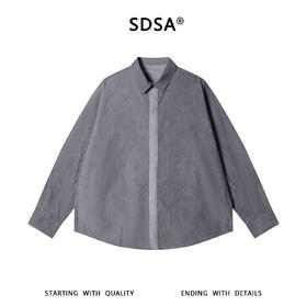 SDSA男装2026新款明线撞色门襟长袖衬衫宽松做旧肌理感休闲上衣