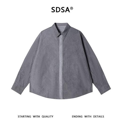 SDSA男装2026新款明线撞色门襟长袖衬衫宽松做旧肌理感休闲上衣 商品图0