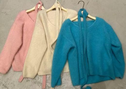 【门店同款】ENJOY冬季韩系亮片V领飘带针织 167546283 商品图0