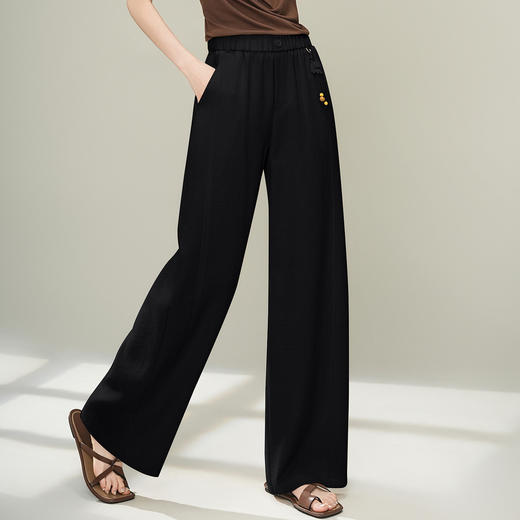 「自」全新升级【铂金会员174/天猫229/差价55】(01806)洛诗琳高腰百搭阔腿裤女2026新款慵懒风垂感显瘦休闲长裤 商品图3